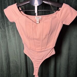 Privy Beige Off-Shoulder Bodysuit